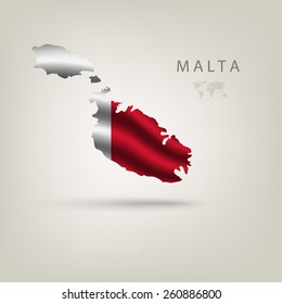 Flag of MALTA as a country with a shadow