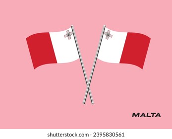 Flag of Malta, Malta cross flag design. Malta cross flag isolated on background. Vector Illustration of crossed Malta flags.