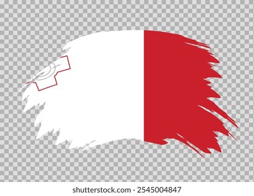 Flag of Malta with distressed paint stroke brush effect on isolated background