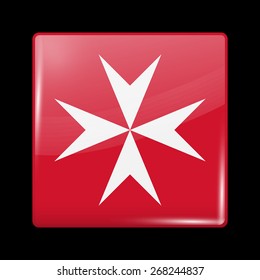 Flag of Malta. Glossy Icons Square Shape. This is File from the Collection European Flags