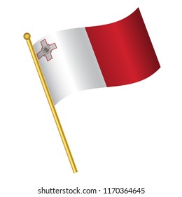 Flag of Malta, Malta flag Golden waving isolated vector illustration eps10.