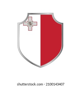 Flag of Malta with metal shield frame