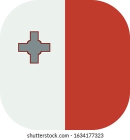 Flag of Malta. Modern icon design, rounded square flag.