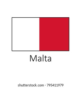 Flag of Malta with name icon. Official colors and proportion correctly. National Malta Flag vector. Malta Flag vector illustration. 