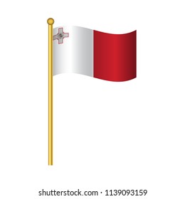 Flag of Malta ,Malta flag official colors and proportion correctly, Malta flag waving isolated Vector illustration eps10.