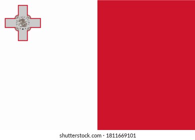 Bandera de Malta. Colores oficiales y proporción correctamente. Bandera nacional de Malta. Ilustración vectorial. EPS10