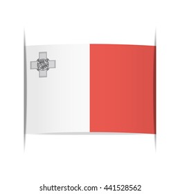 Flag of Malta, officially known as the Republic of Malta. Vector illustration of a stylized flag. The slit in the paper with shadows. Element for infographics.