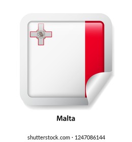 Flag of Malta. Round glossy sticker