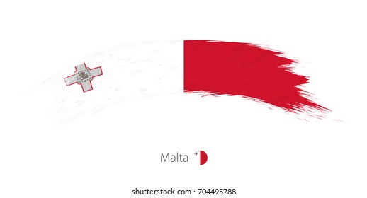 Flag of Malta in rounded grunge brush stroke. Vector illustration.