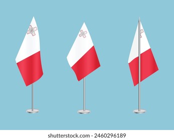 Flag of Malta with silver pole