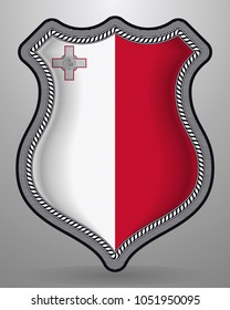 Flag of Malta. Vector Badge and Icon. Horizontal Orientation Version