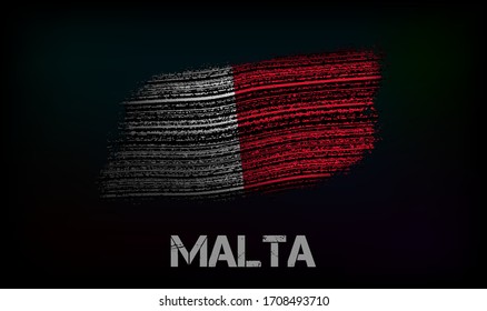 Flag of the Malta. Vector illustration in grunge style with cracks and abrasions. Good image for print