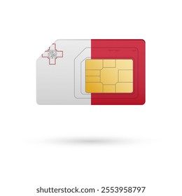 Flag of Malta. Vector illustration of SIM Card with flag on white background