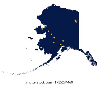 Flag in map of Alaska