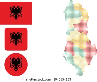 mapa de la bandera y bandera de Albania