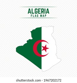 Flag Map of Algeria. Algeria Flag Map