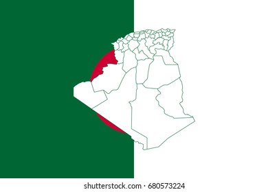 Flag and map of Algeria