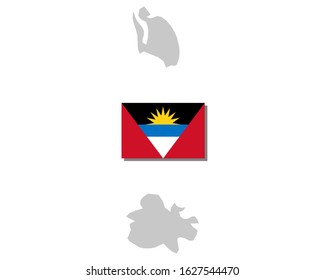 Flag and map of Antigua and Barbuda