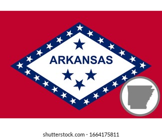 Bandera y mapa de Arkansas