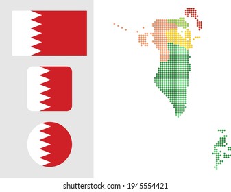 flag map Map and flag of Bahrain