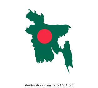 Flag and map of Bangladesh. Bangladesh border boundary country shape national vector design and illustration.
