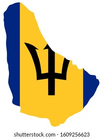 Flag in map of Barbados