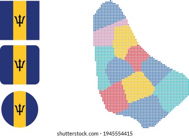 flag map Map and flag of Barbados