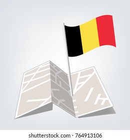Flag map of Belgium , Belgium flag waving isolated vector illustration,check in