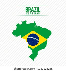 Flag Map of Brazil. Brazil Flag Map