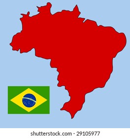 flag and map of Brazil