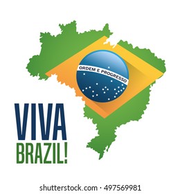 Flag and map of brazil design