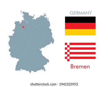 Flagge und Karte von Bremen, Vektorgrafik
