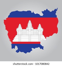 Flag map of Cambodia