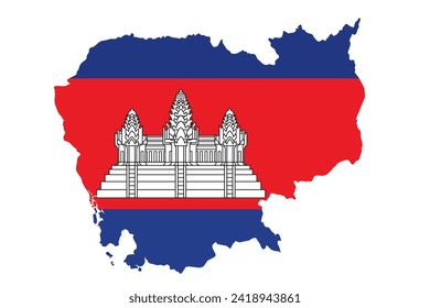 Flag map of Cambodia vector illustration