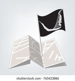 flag map and check in,black  background