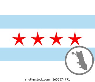 Flag and map of Chicago