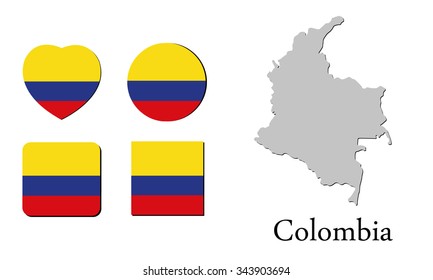 flag and map of colombia, vector illustration, graphic design