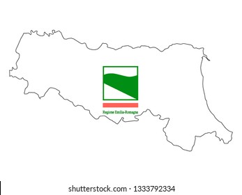 Flag and Map Combination of the Italian Region of Emilia-Romagna