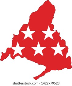 Flag and Map Combined of the Spanish Autonomous Community of Madrid