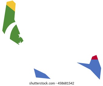 Flag map- comoros country on white background.
