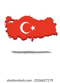 Türkiye flag Türkiye map crescent star 3d