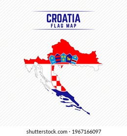 Flag Map Of Croatia. Croatia Flag Map