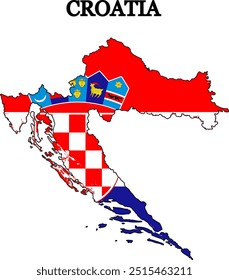 Flag map of Croatia. Print on T-shirt, cup, etc. 