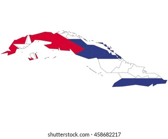 Flag map- cuba country on white background.
