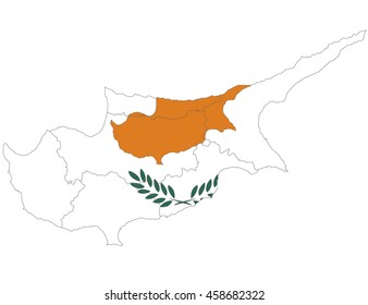Flag map- cyprus country on white background.