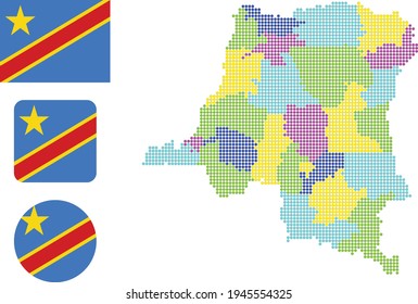 flag map Map and flag of Democratic Republic of the Congo