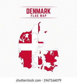 Flag Map of Denmark. Denmark Flag Map