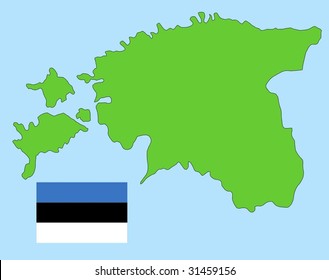 flag and map of Estonia