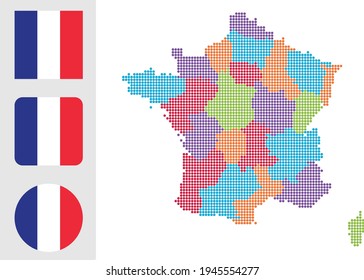 mapa de bandera y bandera de Francia