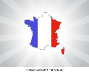 flag and map of France on grey background